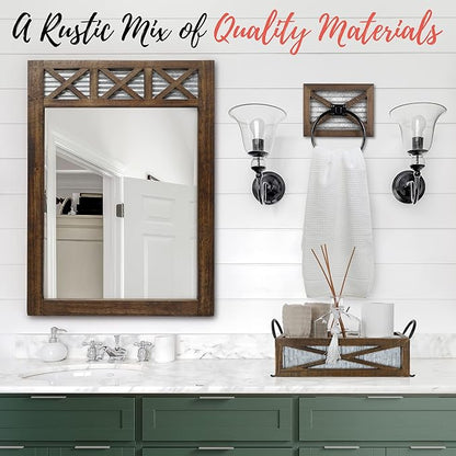 Autumn Alley Farmhouse Toilet Paper Basket for Back of Toilet - Rustic Toilet Paper Holder, Organizer - Tank Topper Basket Holder, Farmhouse Rustic Bathroom Decor, Brown
