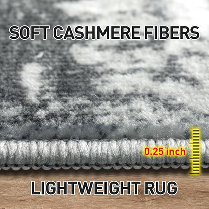 10x14 Area Rugs Washable Rug: Modern Abstract Living Room Rug Soft Anti-Skid Thin Carpet Indoor Floor Non-Shedding Carpets for Bedroom Dining Room Farmhouse Nursery Home Office Black Grey Gold