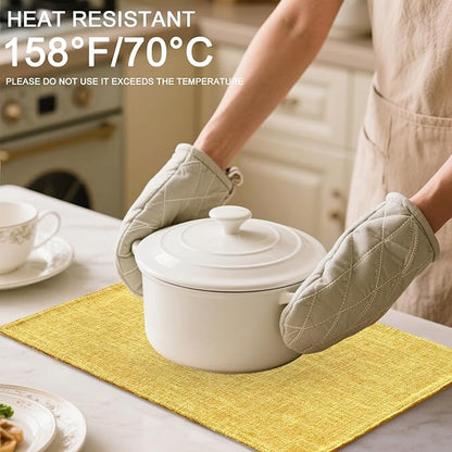 Homaxy Cloths Placemats for Dining Table Set of 6, Heat Resistant Washable Cotton Linen Blend Table Mats, Place Mats for Indoor Outdoor Party Kitchen Decoration, 13" x 19", Mustard Yellow