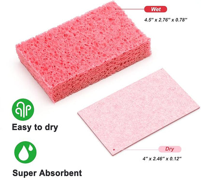 ARCLIBER Kitchen Sponge,Heavy Duty Color Cellulose Sponge,Clean Tough Messes Without Scratching (12 Pack)