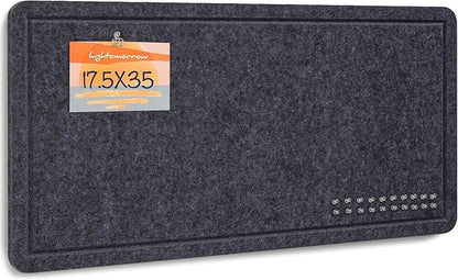 Bulletin Board, 35 x 17 1/2 inches Felt Board - Decorative Pin Board, Cork Board Alternative for Wall, Foldable Self-Adhesive Vision Board Prayer Board with 20 Pushpins Dark Gray