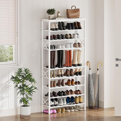 YATINEY 10 Tier Shoe Rack, Large Capacity Shoe Storage Organizer Holds 40 Pairs, Sturdy and Stable, for Entryway, Hallway, Closet, Dorm Room, White SS10WW