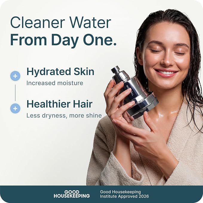 MyHalos® Filtered Shower Head for Hard Water Filter - High Pressure, Removes Chlorine - Shower Head Filter for Hard Water Softener Showerhead, Easy Install, For Hair & Skin, Filtering (Black)
