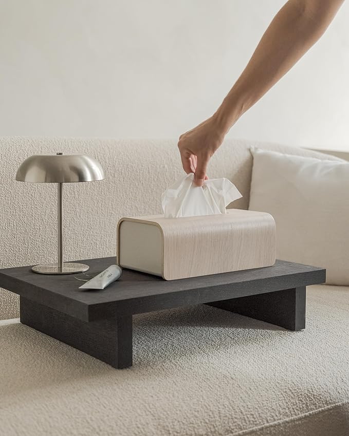 Kazai.® Tissue Box Cover 'Toke' | Real Wood Veneer, FSC® Certified | Decorative Rectangle Tissue Holder for Bathroom or Living Room | Scandinavian Design | Oak, White
