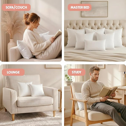 Utopia Bedding 18x18 Pillow Inserts, Set of 2, White – Indoor Decorative Throw Pillows for Bed, Sofa & Couch – Soft, Supportive & Fluffy Cushion Inserts