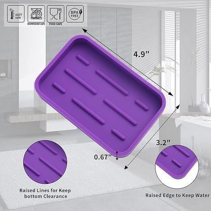 MicoYang Silicone Kitchen Sink Organizer Tray for Multiple Usage,Easy Clean Sponges Holder for Kitchen Bathroom Counter or Sink,Dish Soap Dispenser,Scrubber,Bottle,Cup Purple 4.9”x 3.2”