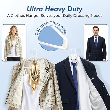 HOUSE DAY Quality Plastic Clothes Hangers 12 Pack – Super Heavy Duty 20lb Capacity Thick Strong Closet Hangers White for Adult Clothing – Durable for Coats, Jackets, Jeans, Pants