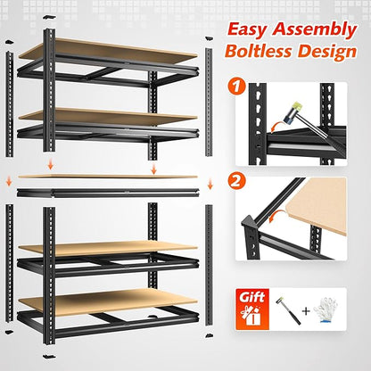 REIBII 72.1'' Storage Shelves 2250LBS Garage Shelving Heavy Duty 5 Tier Heavy Duty Shelving Adjustable Metal Shelves for Warehouse Basement Kitchen Pantry, 72.1" H x 35.5" W x18 D, 1 Pack