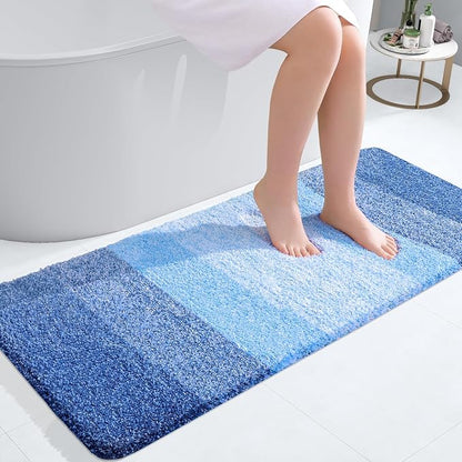 OLANLY Bathroom Runner Rugs Mat 47x20, Extra Soft Absorbent Microfiber Bath Rugs, Rubber Backing, Quick Dry, Long Bath Mats for Bathroom, Tub and Shower, Home Decor Accessories, Light Royal Blue