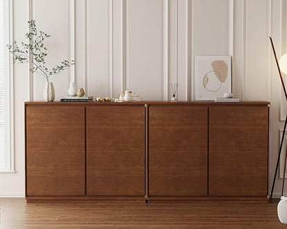 LKTART Mid Century Modern Sideboard Buffet Cabinet, Narrow Credenza Storage Cabinet,Media Console Coffee Bar Table for Living Room,Entryway,Kitchen,Walnut