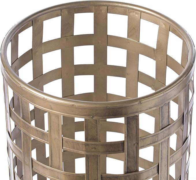 Vintiquewise Round Metal Woven Umbrella Stand Basket, Tall Narrow Indoor Entryway Umbrella Holder, Modern Wet Umbrella Storage