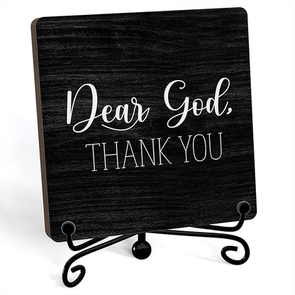 Modern Farmhouse Decor, Home Decor For Living Room, Boho Chic Aesthetic Shelf Decorations, Christian Dear God Sign, Farm House Entryway Tv Stand Fireplace Coffee Table Decoration (03)