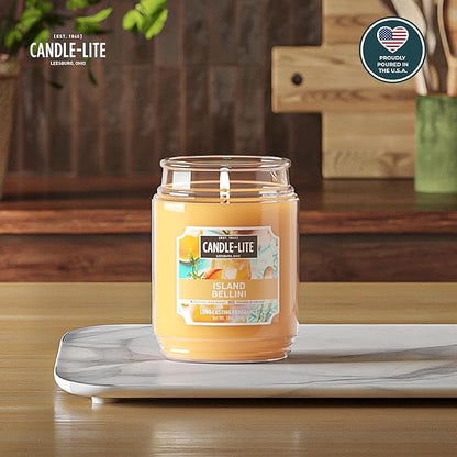 Candle-lite Scented Candles, Island Bellini, 18 oz Jar, Proudly Poured in The USA, Aromatherapy Candle, Single-Wick with 110 Hours of Burn Time, Perfect for Creating an Inviting Ambiance