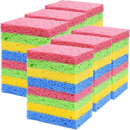 YoleShy 48 Pack Sponges Kitchen Natural Compressed Cellulose Sponges Durable Dish Sponge for Cleaning & DIY Reusable