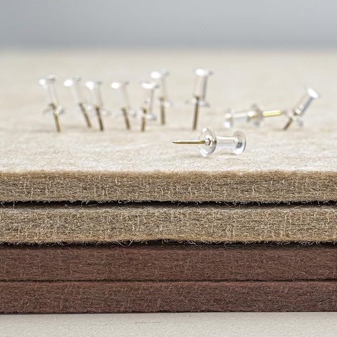 Bulletin Board, 24 x 18 inches Felt Board Decorative Pin Board, Cork Board Alternative for Wall, Foldable Photo Board Self-Adhesive Vision Board Mood Board with 20 Pushpins - Saddle Brown