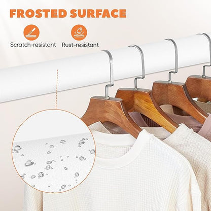 Short Closet Rod 17-39 Inches, Adjustable Heavy Duty White Metal Closet Rods for Hanging Clothes, 1.3 Inch Diameter with Wall Brackets for Wardrobes, Laundry Room, RV