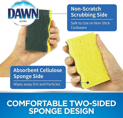 Dawn Heavy Duty Kitchen Dish Sponges, Green/Yellow (Pack of 6)