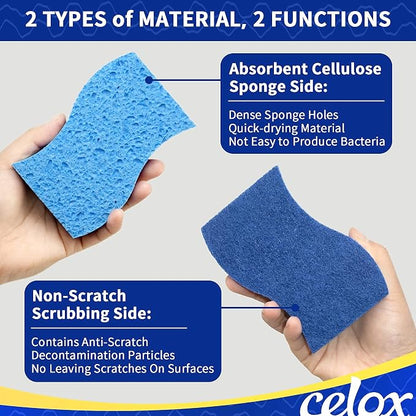 CELOX 24 Non-Scratch Scrub Sponges for Washing Dishes, Blue