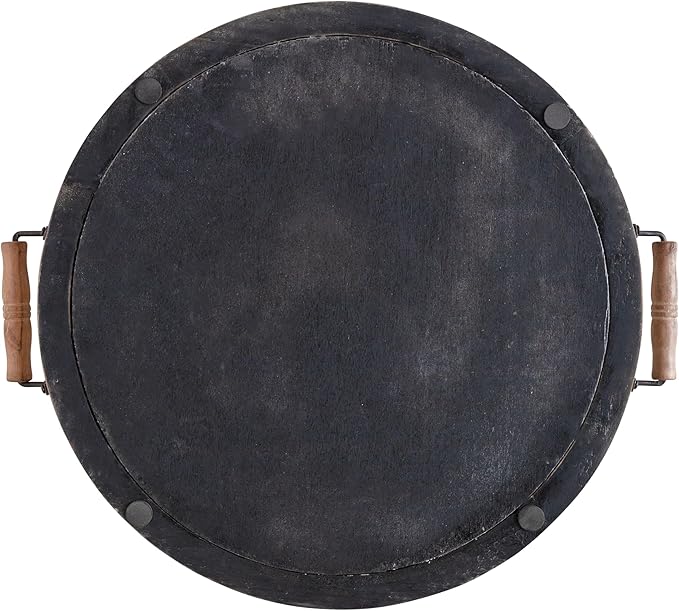 Kate and Laurel Hillrose Round Wooden Tray, 18 inch Diameter, Rustic Brown and White, Decorative Tray for Serving, Display, and Storage
