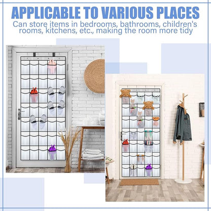 Windyun 2 Pcs 70 Large over The Door Shoe Organizer Hanging Shoe Rack for Closet Holder White Mesh Pockets Back to School Behind Door Hanger Storage Nonslip for Home Room School Dorm, Each 35 Pockets