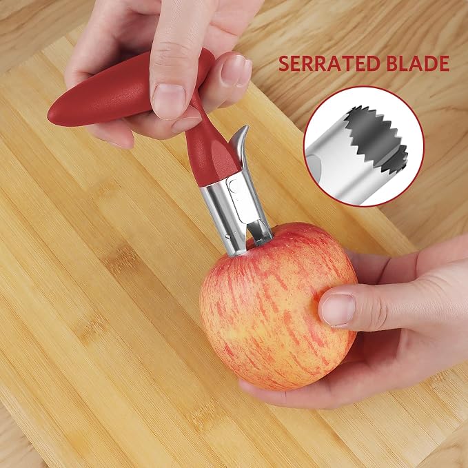 Asdirne Apple Slicer & Corer Set, Apple Cutter and Fruit Slicer with Sharp Stainless Steel Blades and Ergonomic Non-Slip Handles, Ideal for Cutting a Wide Range of Fruits, Red