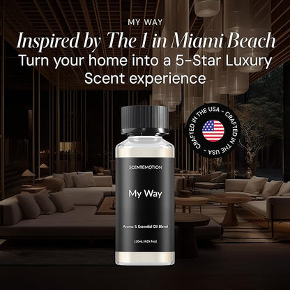 My Way Diffuser Oil Inspired by The 1 Miami Beach Scent, Scent Diffuser Oil with Notes of Cardamom, Leather, Lemon & Iris, Aromatherapy Fragrance, Essential Oil Blend | 120ml, 4.05 fl oz
