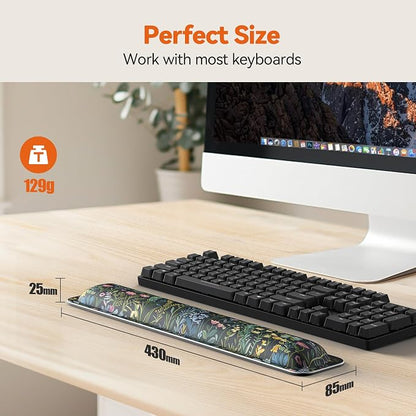 TECKNET Wrist Rest for Computer Keyboard, Thicken Memory Foam Wrist Support Pad for Keyboard, Ergonomic Palm Rest for Pain Relief, Anti-Slip Rubber Base, 17x3.3 in, 1 inch (25mm)