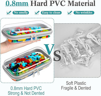 Sanwuta 6 Pcs Clear Hard Zipper Case Plastic Zipper Pouches Transparent Makeup Bag Pencil Case Pouches Toiletry Diaper Bag for Travel Toy Storage Organizer Bins(Gray,7.48 x 3.94 x 2 Inch)