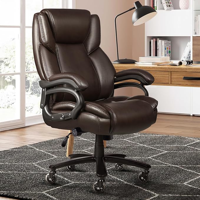 VITESSE 500lbs Heavy Duty Office Chair for Low Back Pain Relief, Big and Tall Office Chair with Ergonomic Lumbar Support, High Back Executive Chair with Quiet Rubber Wheel