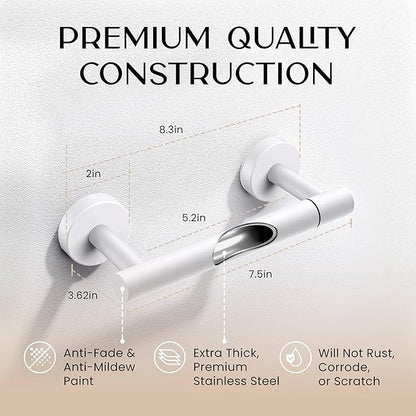 Day Moon™ - Toilet Paper Holder - Modern Roll Holder for Bathroom - 1 Pack - Wall Mount - Classic, White