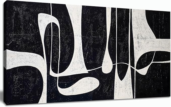 Tarfupth Black and White Abstract Wall Art for Living Room Minimalist Line Large Canvas Artwork for Bedroom Home Office Wall Decor Modern Canvas Prints 20"x40"