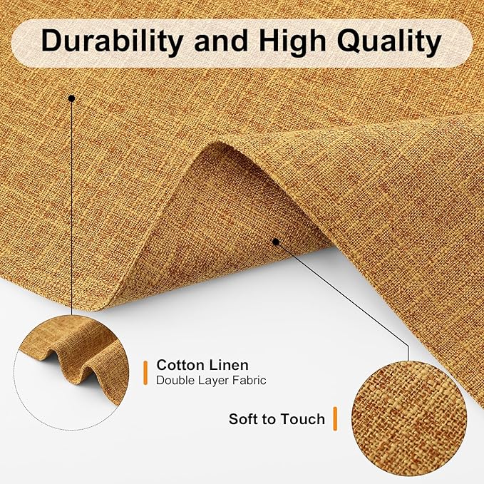 Homaxy Cloths Placemats for Dining Table Set of 6, Heat Resistant Washable Cotton Linen Blend Table Mats, Easy to Clean Place Mats for Indoor Outdoor Party Kitchen Decoration, 13" x 19", Amber