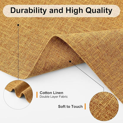 Homaxy Cloths Placemats for Dining Table Set of 6, Heat Resistant Washable Cotton Linen Blend Table Mats, Easy to Clean Place Mats for Indoor Outdoor Party Kitchen Decoration, 13" x 19", Amber