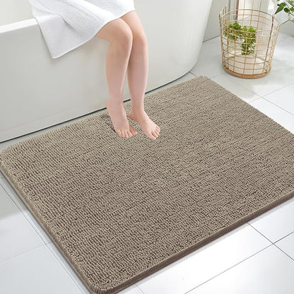OLANLY Large Bathroom Rugs 40x32, Extra Soft Absorbent Chenille Bath Rugs, Rubber Backing Quick Dry, Machine Washable Bath Mats for Bathroom Floor, Tub and Shower, Home Decor Accessories, Warm Taupe