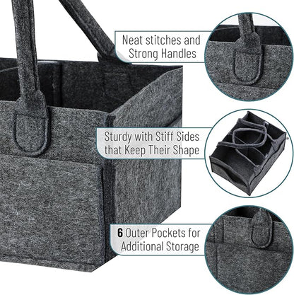 Mr. Pen- Baby Diaper Caddy Organizer, Charcoal Gray, Nursery Storage Bin and Car Organizer for Diapers and Baby Wipes
