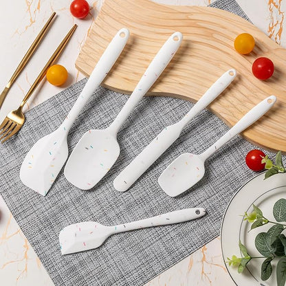 Silicone Spatula Set, 5 Piece Food Grade Rubber Spatulas for Baking, Cooking, and Mixing High Heat Resistant Non Stick Dishwasher Safe BPA-Free (Candy Color)