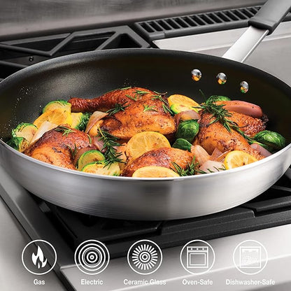 Tramontina Professional 14-Inch Non Stick Extra Large Frying Pan, Heavy-Gauge Aluminum Skillet with Reinforced Nonstick Coating, Gray Handle, Dishwasher and Oven Safe