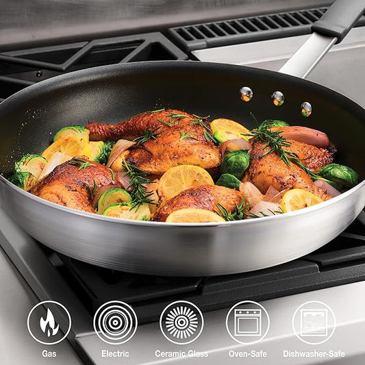 Tramontina Professional 14-Inch Non Stick Extra Large Frying Pan, Heavy-Gauge Aluminum Skillet with Reinforced Nonstick Coating, Gray Handle, Dishwasher and Oven Safe