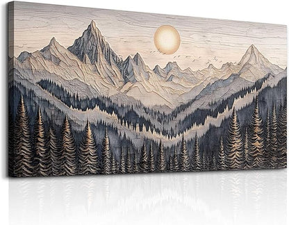 MHARTK66 Wall Art For Living Room Abstract Mountain Landscape Wall Painting Bedroom Wall Decor Office Modern Pictures Wall Decor Sunrise Forest Large Canvas Prints Hanging Modern Home Decorations
