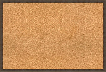 Amanti Art Natural Cork Board for Wall, 25x37 Vision Board with Brown Wood Frame, Large Corkboard Office Decor for Home Organization, Modern Contemporary Corkboard Pinboard to display items for home