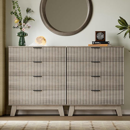 39" Tall Dresser for Bedroom, 4-Drawer Fluted Chest of Drawers, Modern Wood Highboy with Deep Storage, Metal Slides & Handles, Anti-Tip Kit, Vertical Clothes Organizer for Apartment, Nursery