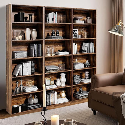 GRUSIGN 71" Tall 6-Tier Bookshelf, Large Open Display Bookcase with Ample Storage, Floor Standing Book Shelf for Living Room, Home Office, Bed Room, Brown