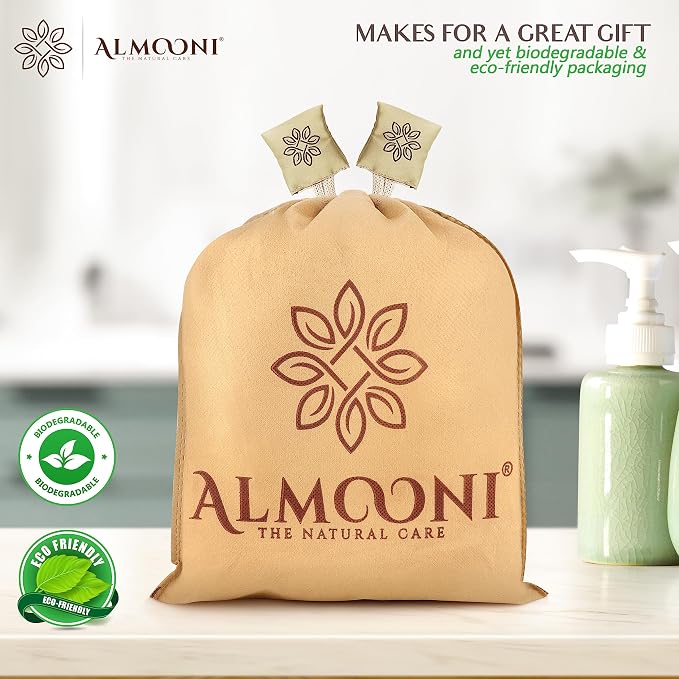 Almooni Natural Loofah Exfoliating Body Scrubber for Men and Women, Real Round Egyptian Loofah Sponge with Consistent Scrub Texture, Large Natural Shower Sponge for Body Exfoliation, 2-Count