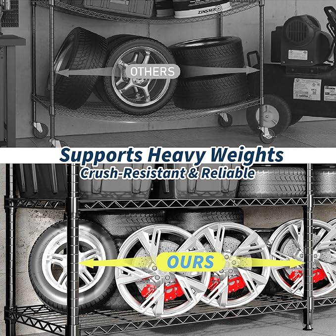 GAOMON 59" W Storage Shelves Metal Shelving Unit, 1060 LBS Heavy Duty Wire Shelving 4-Tier L-Shaped Storage Rack with Adjustable Shelf for Pantry Kitchen Corner Bedroom