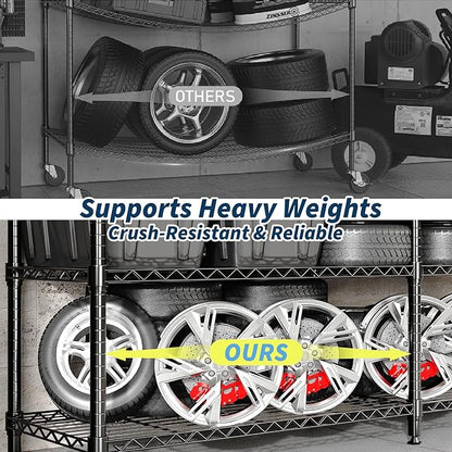 GarveeLife 60" H Storage Shelves L-Shaped 1060 LBS Heavy Duty Metal Shelving 4-Tier Wire Shelving for Corner Storage Rack Adjustable Pantry Shelf for Kitchen Pantry, 60" H x 60" W x 13.8" D