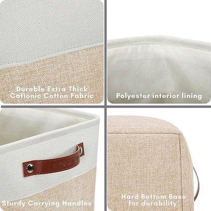 DECOMOMO Extra Large Storage Baskets, 54.5L Fabric Storage Bins for Organizing Linen Closet, Nursery (Beige & White, XXXL - 3 pack)