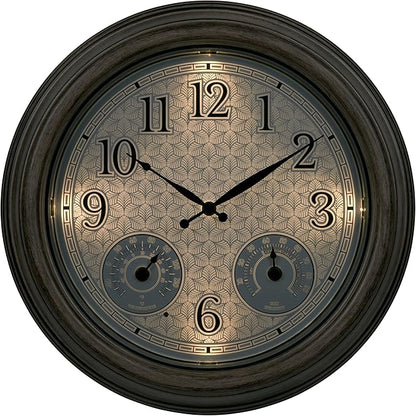 La Crosse Technology 435-3239-INT 15.5-Inch Lighted Leaf's Outdoor Analog Clock with Temp and Humidity