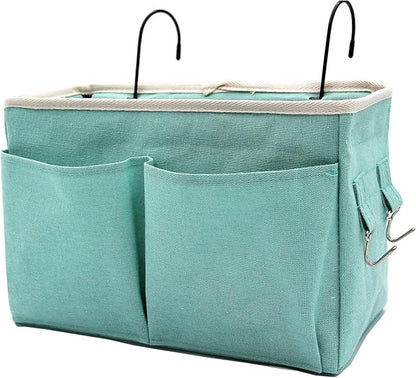Bedside Caddy Bedside Hanging Storage Basket Multi-Function Organizer Caddy for Bunk and Hospital Beds Dorm Rooms Bed Rails, Can be Placed Glasses Books Mobile Phones(Green)