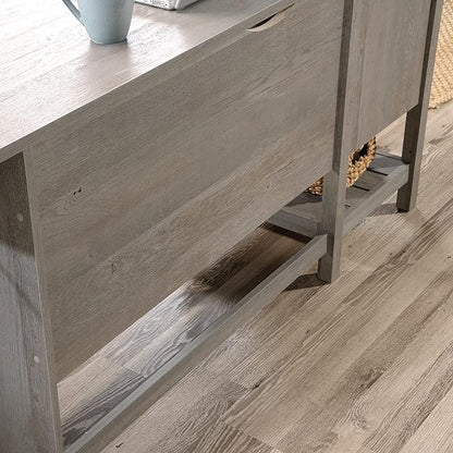 Sauder Cottage Road L Shaped Desk Computer Desk with Drawers, Home Office Desk with Optional File Cabinet Storage, Cable Management, in Mystic Oak Finish