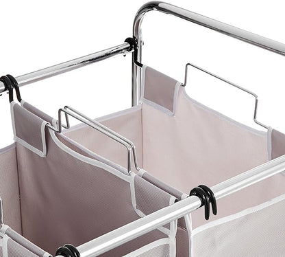 Amazon Basics 3-Bag Rectangular Laundry Bag Hamper Sorter Basket, Gray